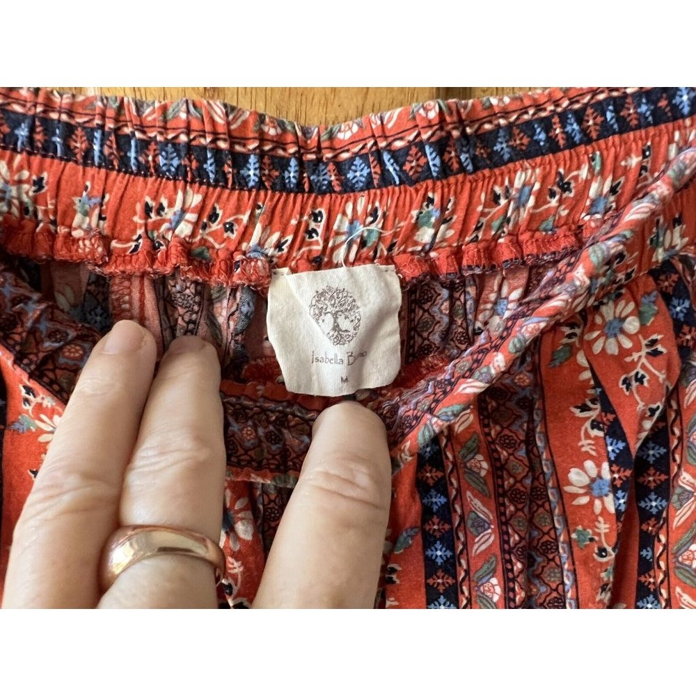 Isabella Boho Size Medium Wide Leg Rust Floral Coloured Culotte Style Pants - Picture 4 of 9